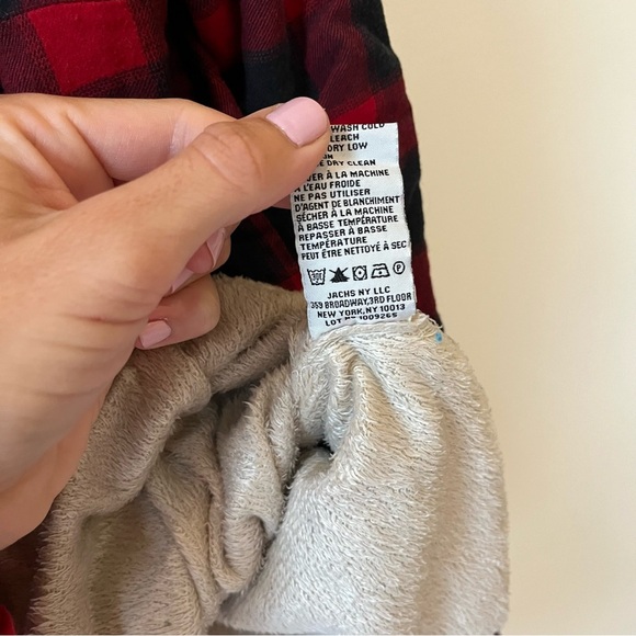 JACHS Girlfriend Buffalo Plaid Sherpa Flannel Jacket M Medium Cozy Cotton Lined - Picture 4 of 10